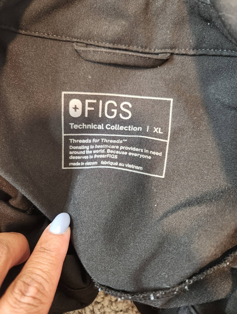 Figs Nala Scrub Polo Long Sleeve Black Technical collection Size XL - Picture 5 of 7